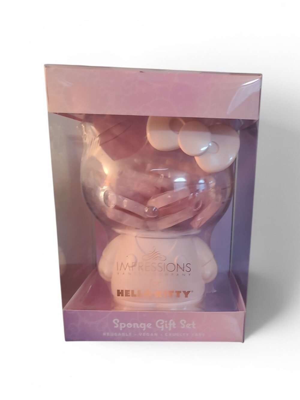Impressions Hello Kitty Pink Sponge Gift Set with Clear Display Case